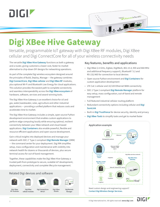 Fiche technique Digi XBee Gateway