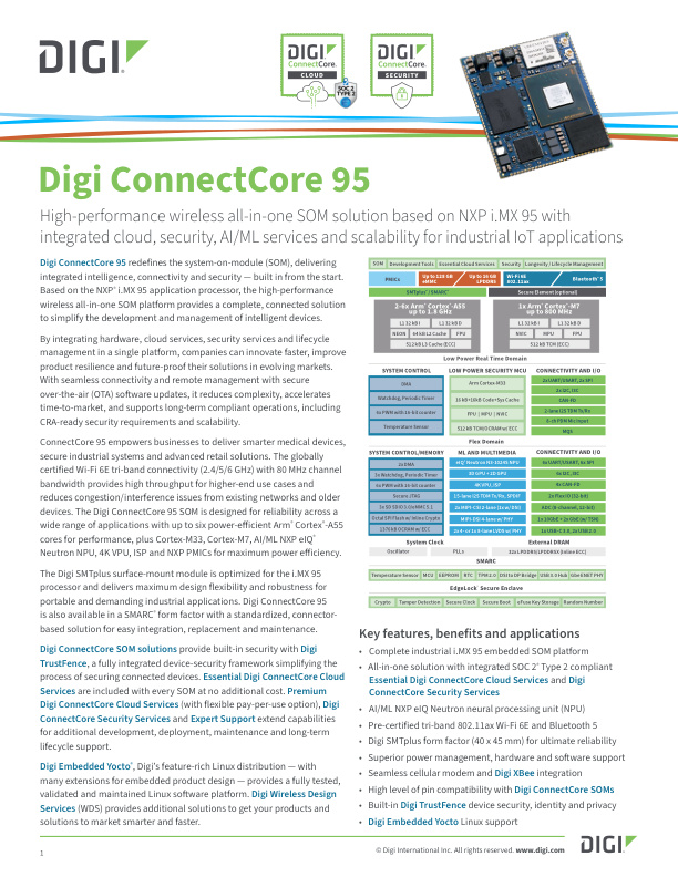 Fiche technique Digi ConnectCore