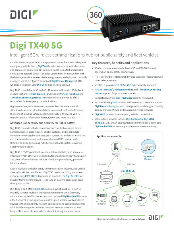 Digi IX40 Datenblatt Deckblatt