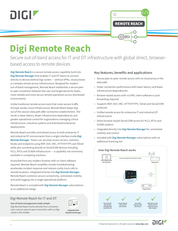 Digi Remote Reach Datasheet