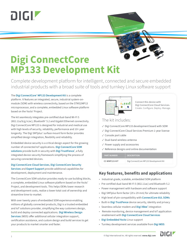 Digi ConnectCore MP133 Development Kit Deckblatt