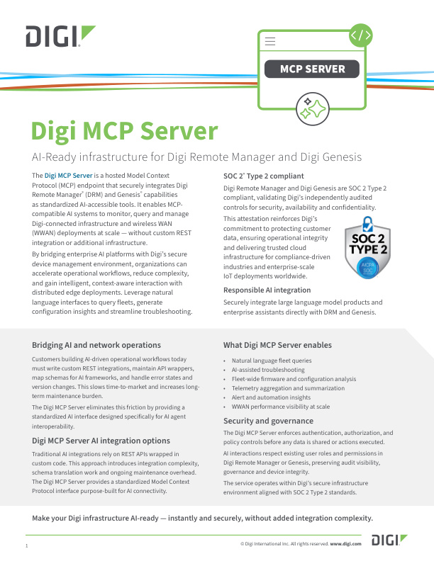 Digi MCP 服务器数据表
