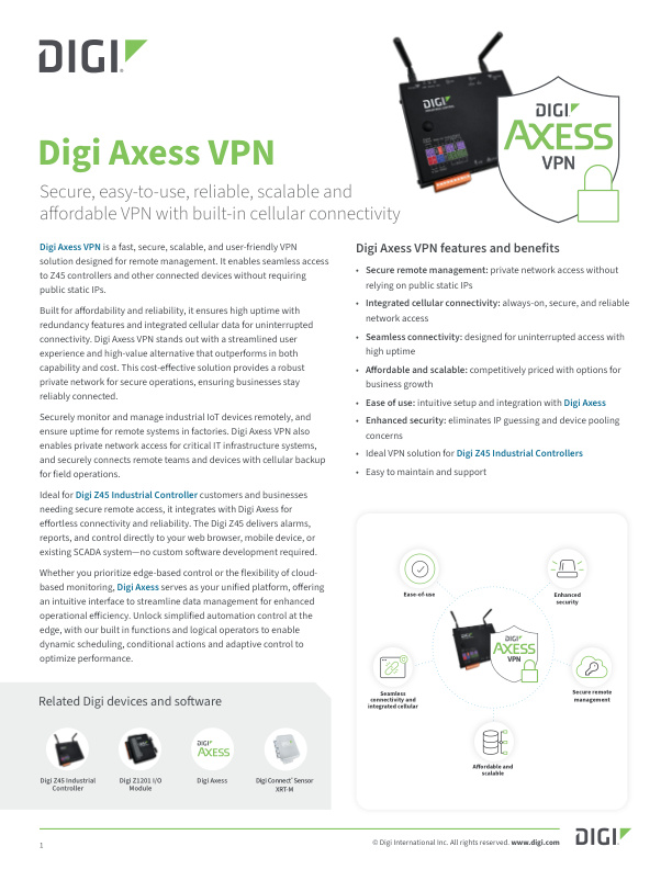 Digi Axess VPN cover page