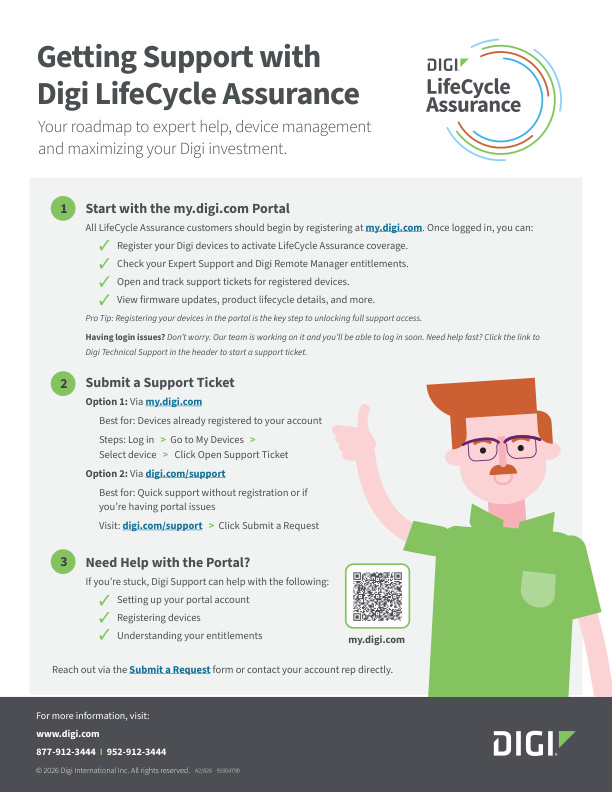 Getting Support with Digi LifeCycle Assurance