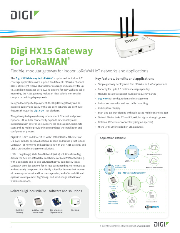 Digi HX15 Gateway Datasheet