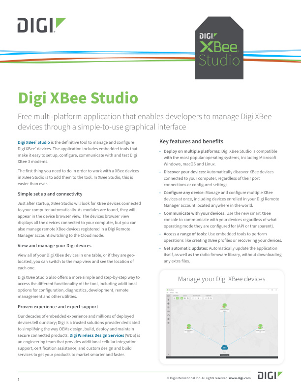 Digi XBee 工作室数据表封面页
