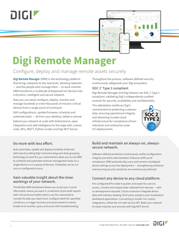 Digi Remote Manager Datenblatt